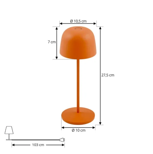 Lindby LED tafellamp Arietty, oranje, dimbaar, IP65