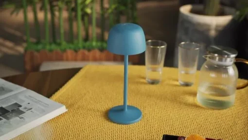 Lindby LED tafellamp Arietty, blauw, dimbaar, IP65