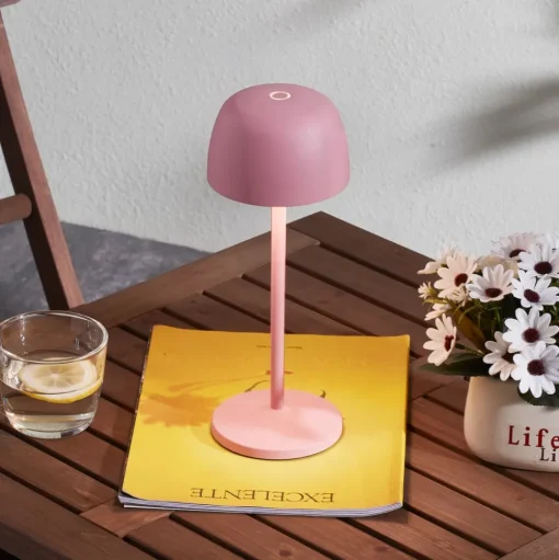 Lindby LED tafellamp Arietty, roze, dimbaar, IP54