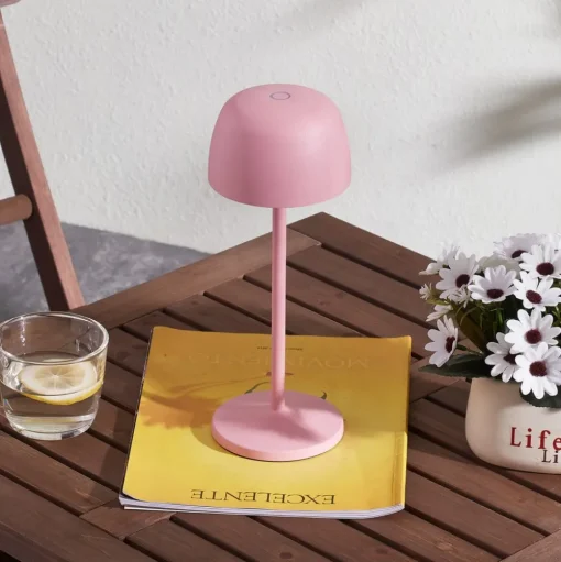 Lindby LED tafellamp Arietty, roze, dimbaar, IP54