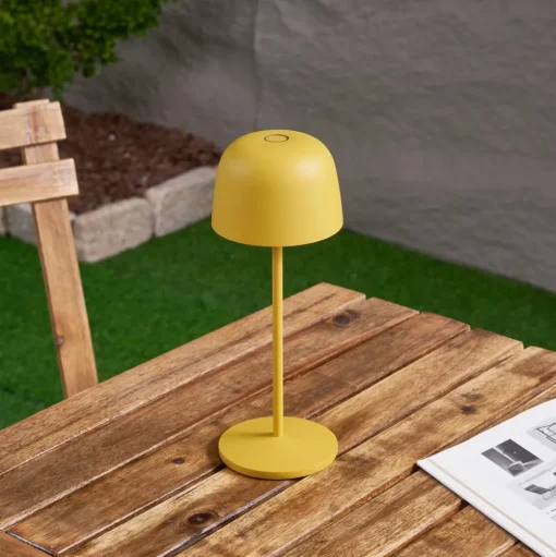 Lindby LED tafellamp Arietty, geel, dimbaar, IP65