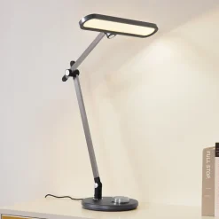 Lindby LED tafellamp Elvir, grijs, aluminium, hoogte 53cm, CCT
