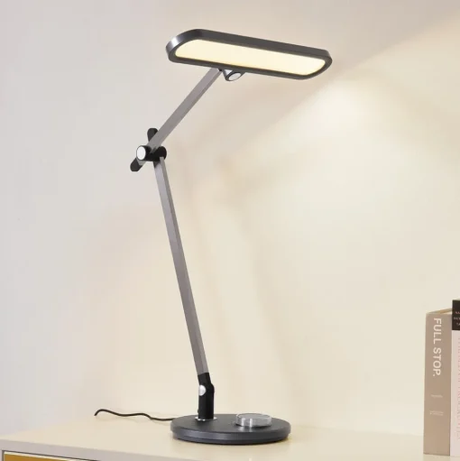 Lindby LED tafellamp Elvir, grijs, aluminium, hoogte 53cm, CCT
