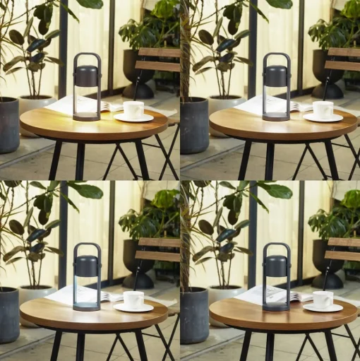 Lindby LED tafellamp Kalevi, zwart, aluminium, CCT