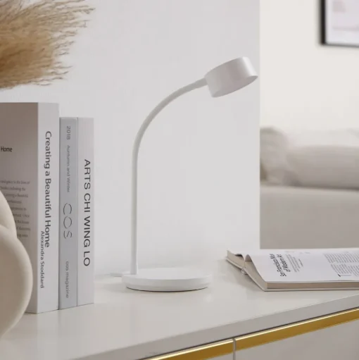 Lindby LED tafellamp Maori, wit, metaal, CCT, dimbaar