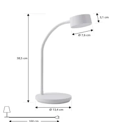 Lindby LED tafellamp Maori, wit, metaal, CCT, dimbaar