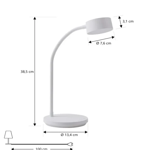 Lindby LED tafellamp Maori, wit, metaal, CCT, dimbaar
