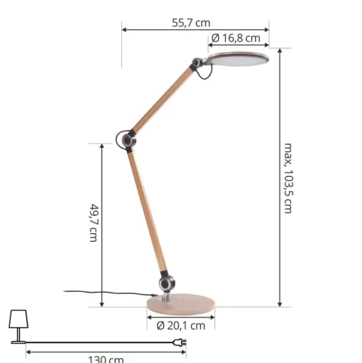 Lindby LED tafellamp Nyxaris, goud, metaal, CCT, 50 cm