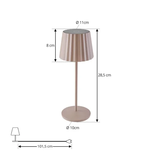 Lindby LED tafellamp op accu Esali, beige, metaal, IP65
