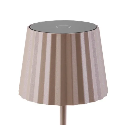 Lindby LED tafellamp op accu Esali, beige, metaal, IP65