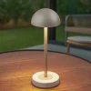 Lindby LED tafellamp op accu Pippin, goud/travertin, hoogte 27 cm