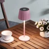 Lindby LED tafellamp op accu Esali, roze, metaal, IP54