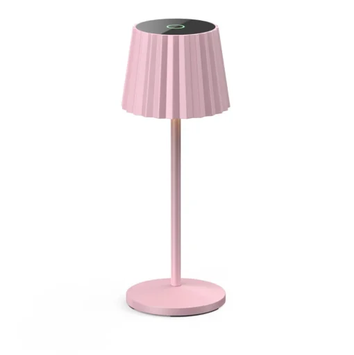Lindby LED tafellamp op accu Esali, roze, metaal, IP54