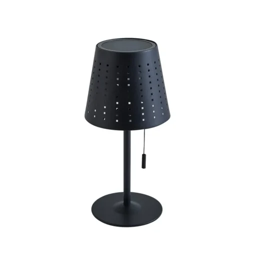 Lindby LED tafellamp op zonne-energie Hilario, zwart, ijzer, oplaadbare