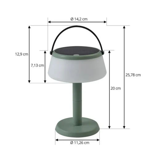 Lindby LED tafellamp op zonne-energie Mikkel, groen, dimbaar