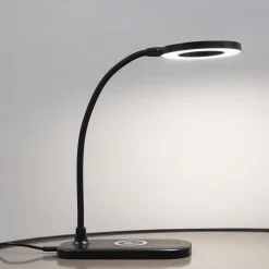Lindby LED tafellamp Siona zwart CCT dimbaar laadstation