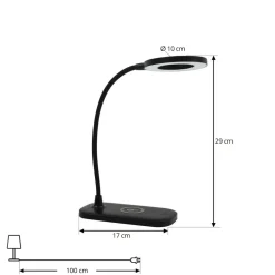 Lindby LED tafellamp Siona zwart CCT dimbaar laadstation