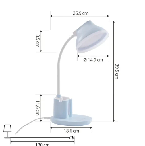 Lindby LED tafellamp Zephyra, blauw, CCT, dimbaar