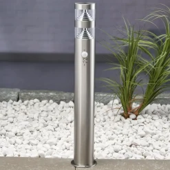 Lindby LED tuinpadverlichting Lanea, 60 cm, grijs, sensor, IP44