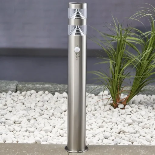Lindby LED tuinpadverlichting Lanea, 60 cm, grijs, sensor, IP44
