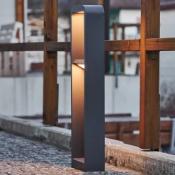 Lindby LED tuinpadverlichting Darko, 80 cm, grijs, metaal, IP54