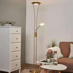 Lindby LED uplighter Eda, hoogte 180 cm, messing, dimbaar