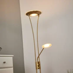 Lindby LED uplighter Eda, hoogte 180 cm, messing, dimbaar