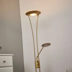 Lindby LED uplighter Eda, hoogte 180 cm, messing, dimbaar
