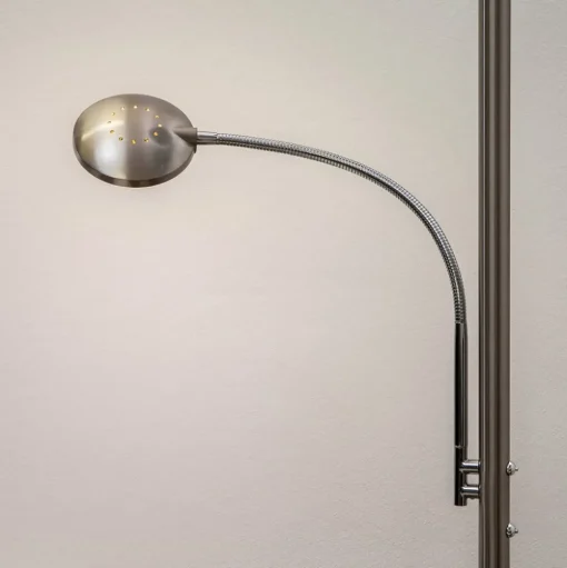Lindby LED uplighter Malea, 180 cm, nikkel, leesarm