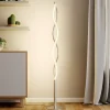 Lindby LED vloerlamp Auron, nikkelkleurig, metaal, touchdimmer