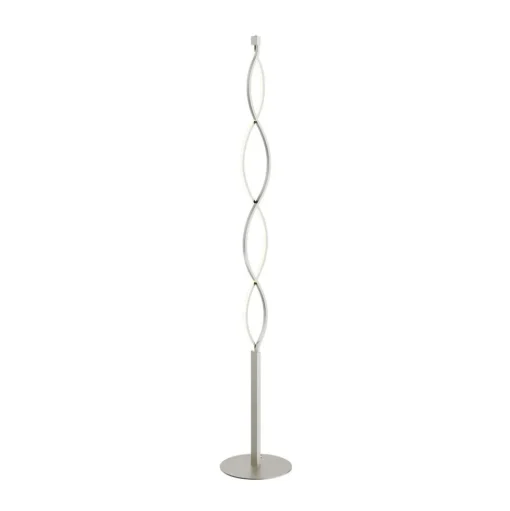 Lindby LED vloerlamp Auron, nikkelkleurig, metaal, touchdimmer