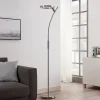 Lindby LED vloerlamp Darion, grijs, metaal, dimbaar, 180cm