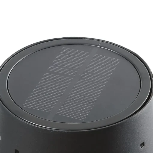 Lindby LED vloerlamp Hilario, zwart, ijzer, oplaadbare batterij