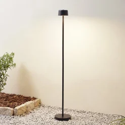 Lindby LED vloerlamp Isason, zwart, aluminium, Ø 11 cm