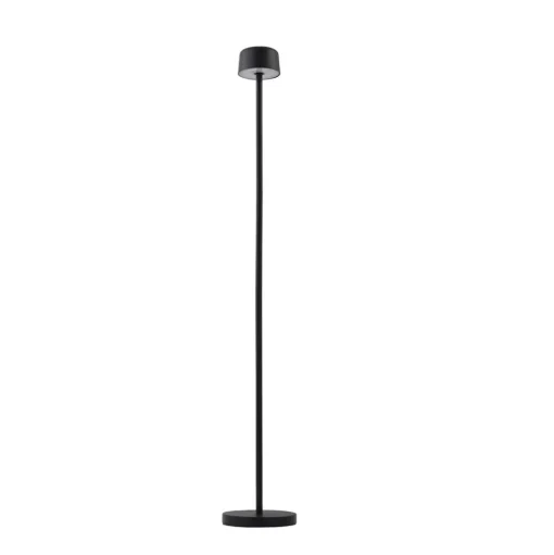 Lindby LED vloerlamp Isason, zwart, aluminium, Ø 11 cm