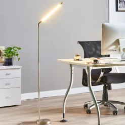 Lindby LED vloerlamp Jabbo, 163 cm, nikkel, metaal