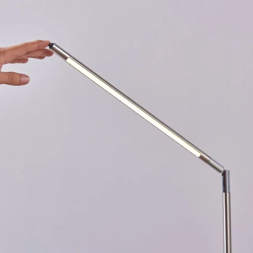 Lindby LED vloerlamp Jabbo, 163 cm, nikkel, metaal