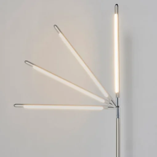 Lindby LED vloerlamp Jabbo, 163 cm, nikkel, metaal
