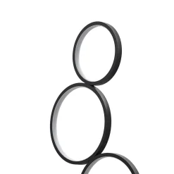 Lindby LED vloerlamp Jacek, zwart, metaal, 110 cm, ringen