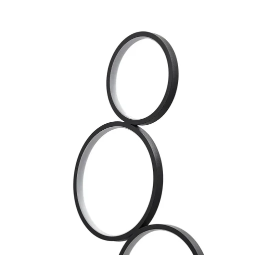 Lindby LED vloerlamp Jacek, zwart, metaal, 110 cm, ringen
