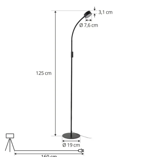 Lindby LED vloerlamp Maori, 140 cm, zwart, CCT, dimbaar