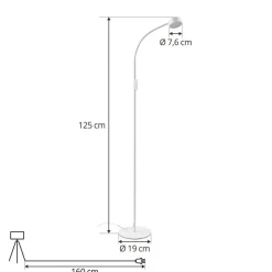 Lindby LED vloerlamp Maori, wit, metaal, CCT, dimbaar