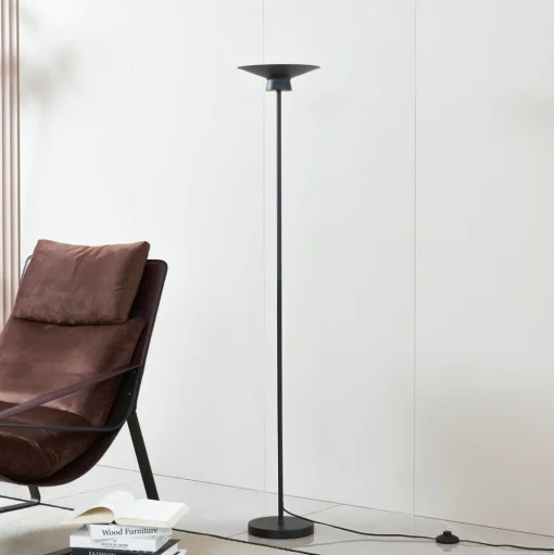 Lindby LED vloerlamp Norvind, zwart, metaal, 1-lamp