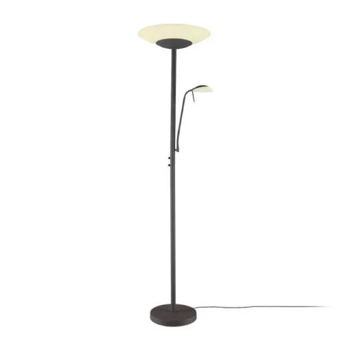 Lindby LED vloerlamp Ragna, leeslampje, zwart, dimbaar