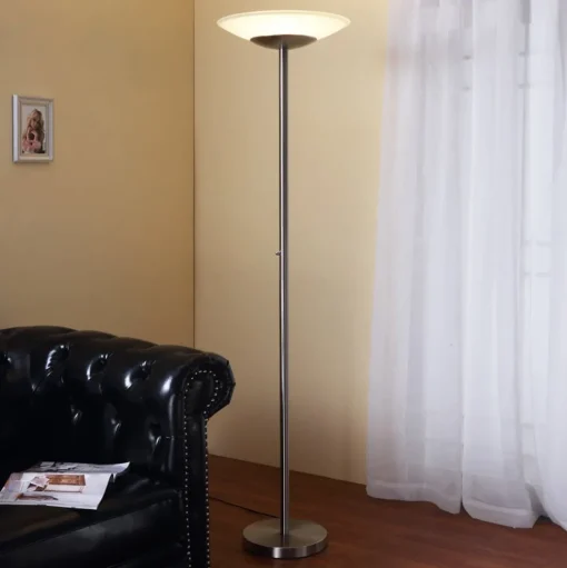 Lindby LED vloerlamp Ragna, nikkel, metaal, dimbaar