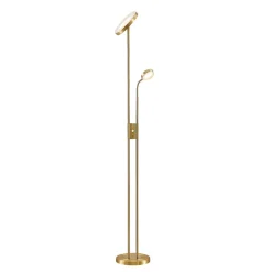 Lindby LED vloerlamp Seppa, rond, messing, metaal, 180cm