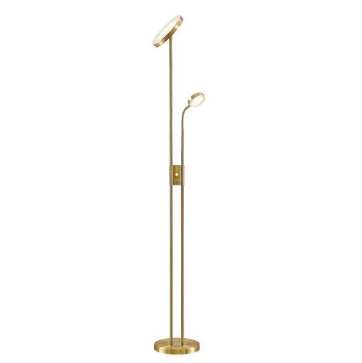 Lindby LED vloerlamp Seppa, rond, messing, metaal, 180cm