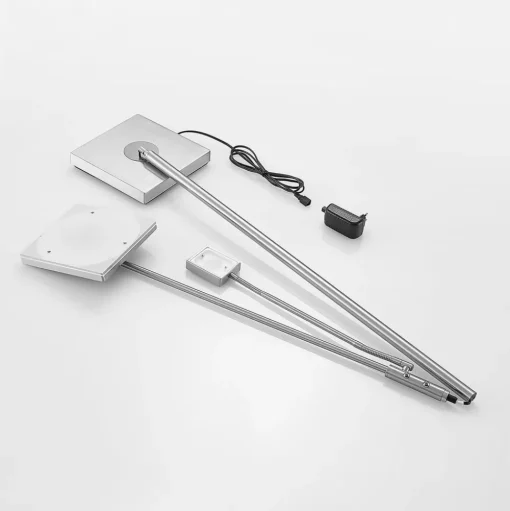 Lindby LED vloerlamp Sumani, hoekig, nikkel, hoogte 180cm