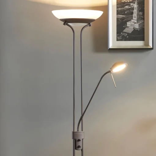Lindby LED vloerlamp Yveta, roestkleurig, metaal, dimbaar