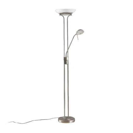 Lindby LED vloerlamp Yveta, nikkelkleurig, metaal, dimbaar